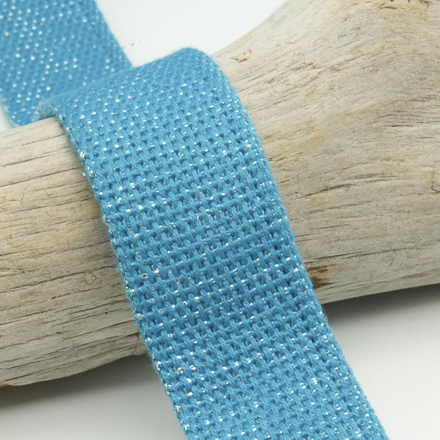 Sangle Coton Lurex Or 30MM Turquoise - Maison Klem